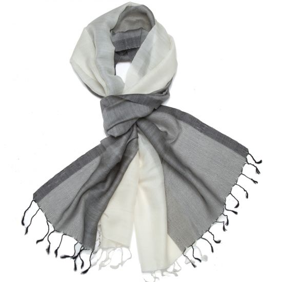 Norah Two-Tone Scarf - Gray/Ivory